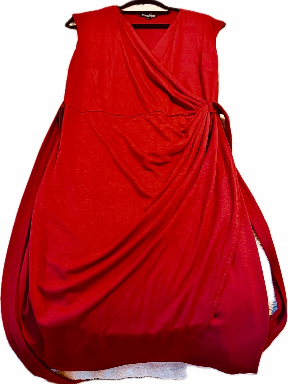 Red Draped Wrap Dress